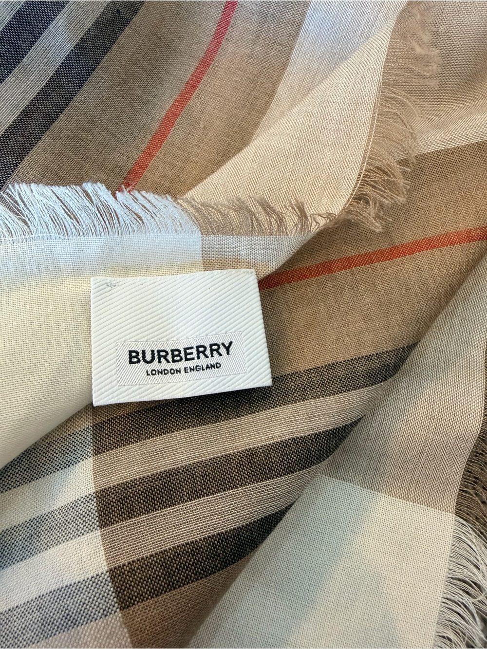 Burberry Beige Stripe Monogram Scarf - Picture 4 of 7